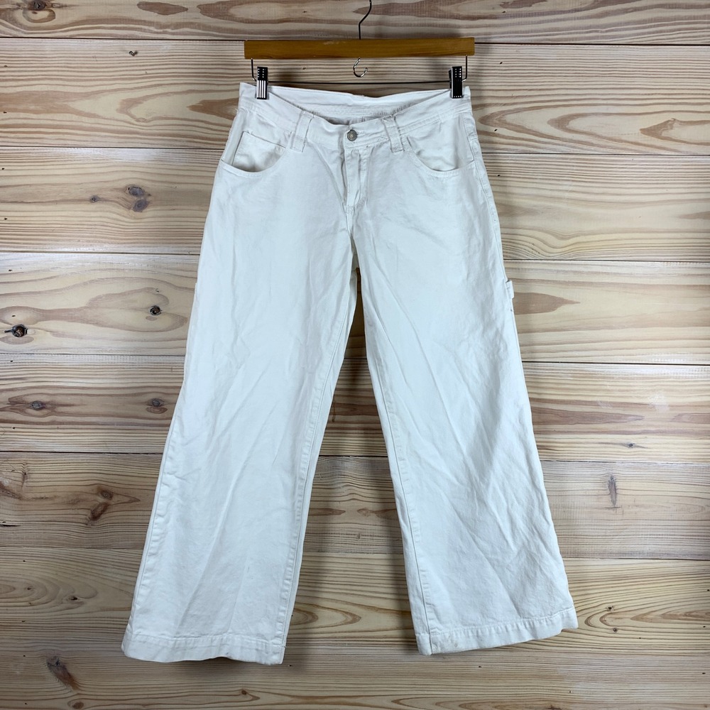J. Galt Carpenter Pants Womens Small White Wide‎ Leg Cotton Utility